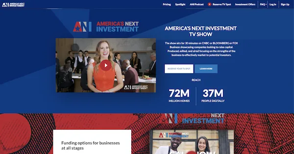 Americas Next Investment website